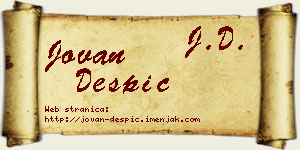 Jovan Despić vizit kartica